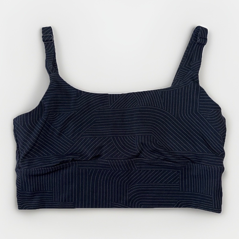 prAna Luxara Sports Bra Black Geometric Adjustable Strap Yoga Medium